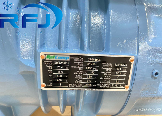 Koelmiddel R404a 22.4kw SP4H300E 30HP schroefcompressor voor koelopslag